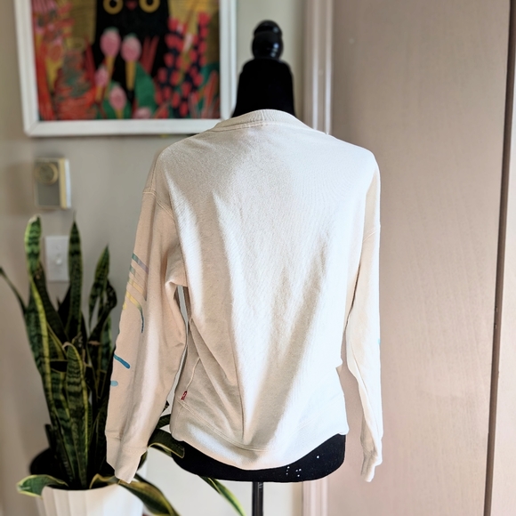 Levi's Cream and Multicolor Long Sleeve Crewneck Women's Size Small - Picture 7 of 8